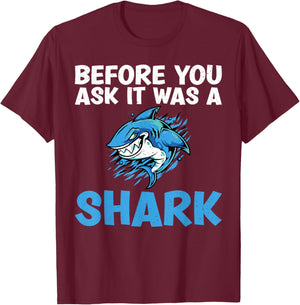 Before you ask it was a Shark funny Amputee T-Shirt - T-Shirt | Maroon