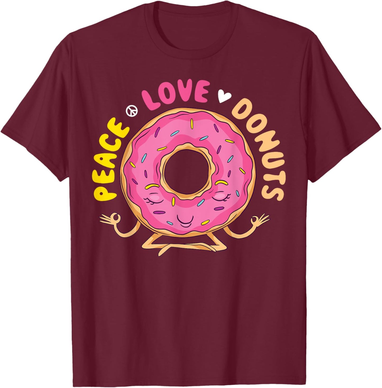 Peace Love Donuts T-Shirt - T-Shirt | Maroon