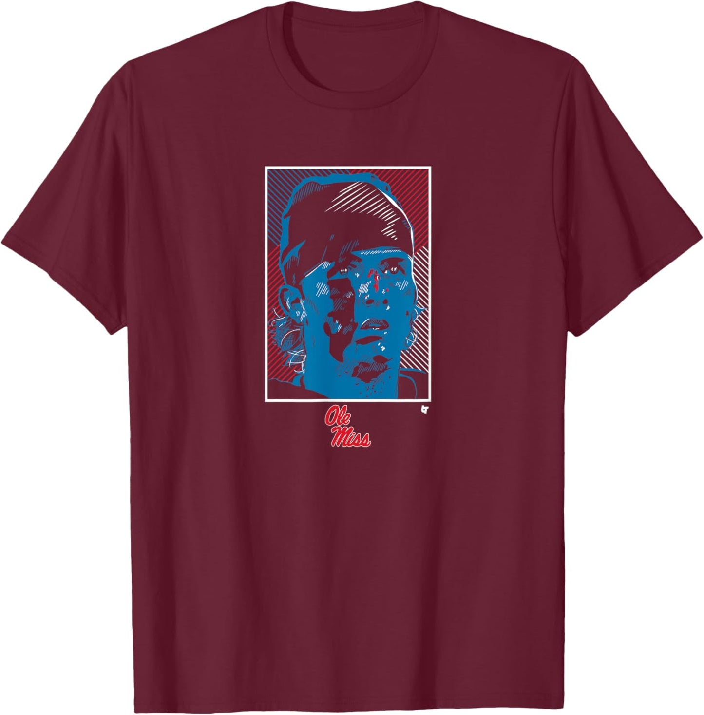 Ole Miss Football: Jaxson Dart Swag Head T-Shirt - T-Shirt | Maroon