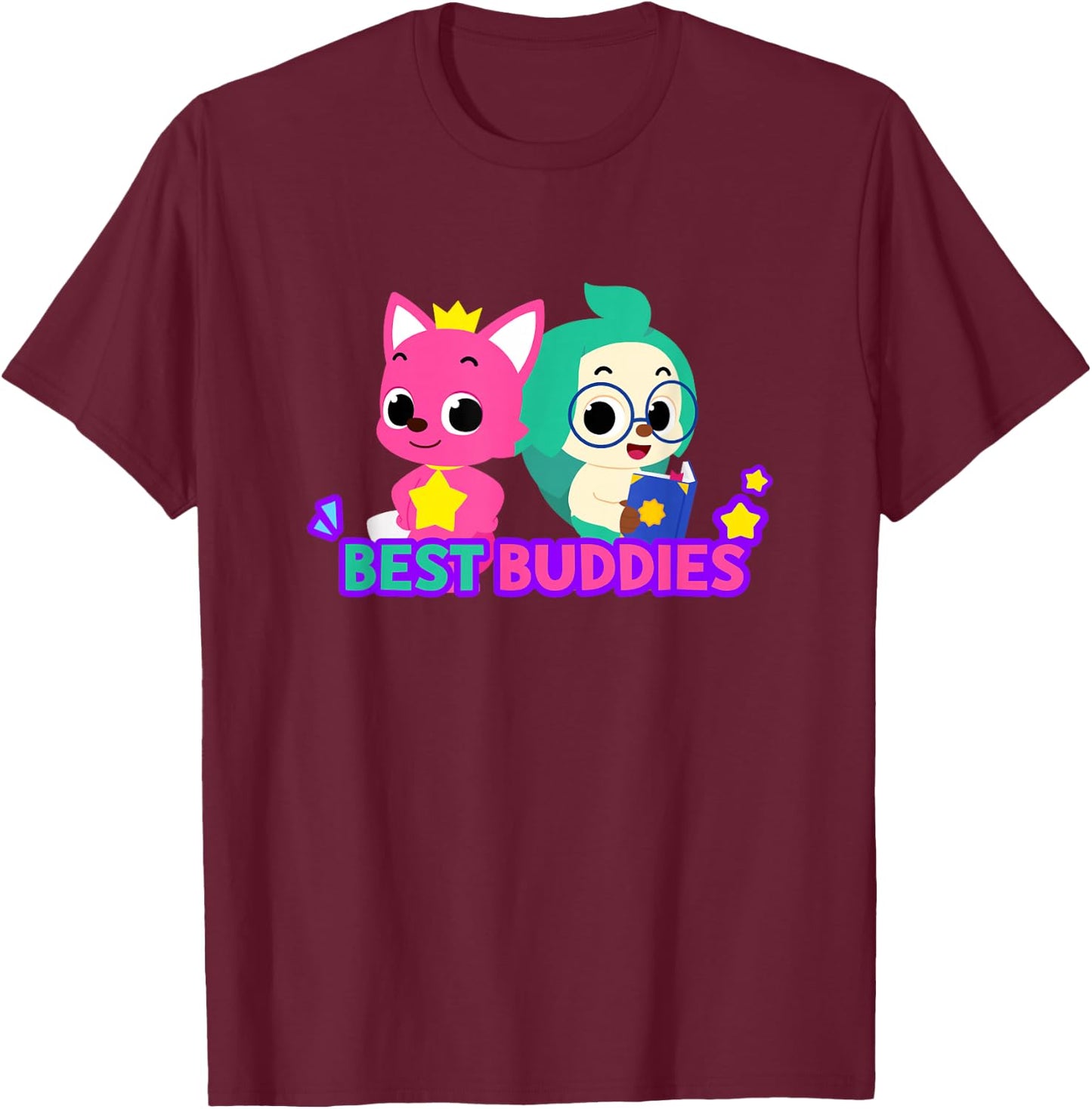 Pinkfong Wonderstar Best Buddies Pinkfong and Hogi Small T-Shirt - T-Shirt | Maroon