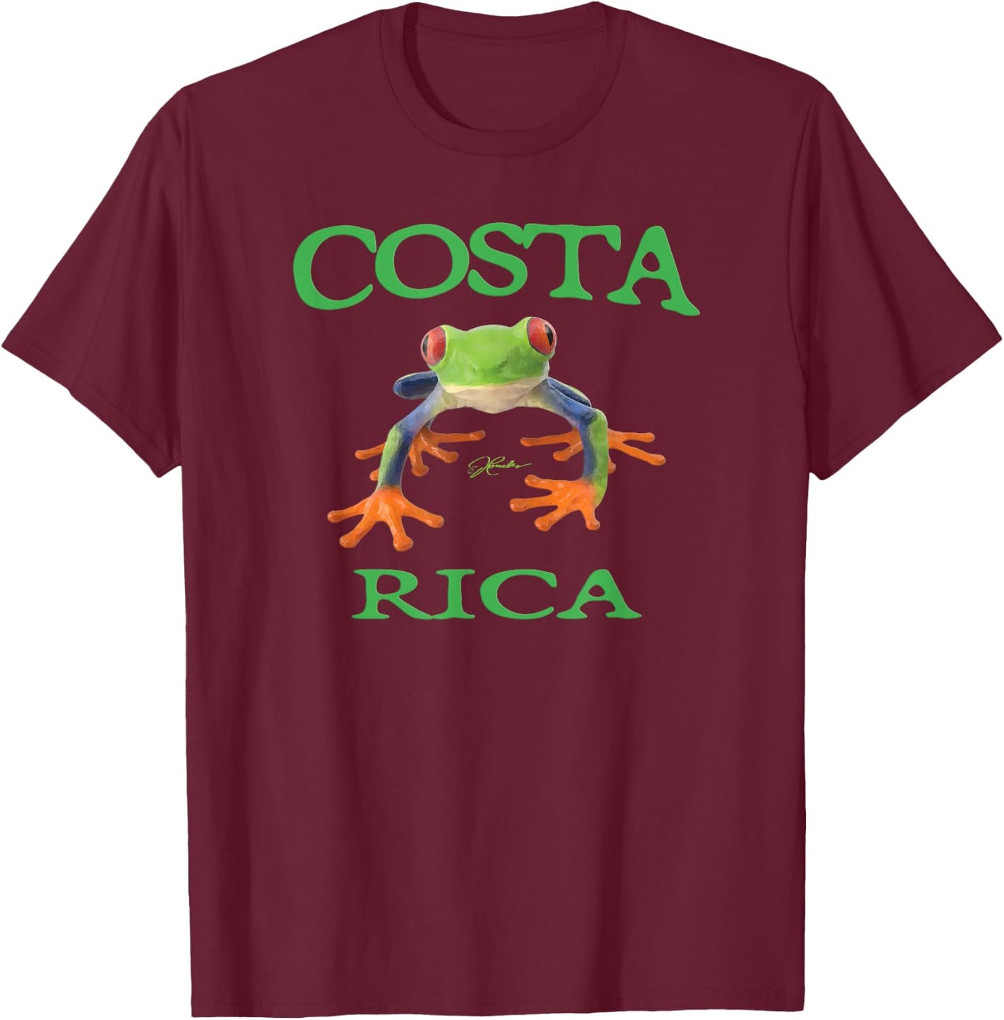 JCombs: Costa Rica Red-Eyed Tree Frog T-Shirt - T-Shirt | Maroon