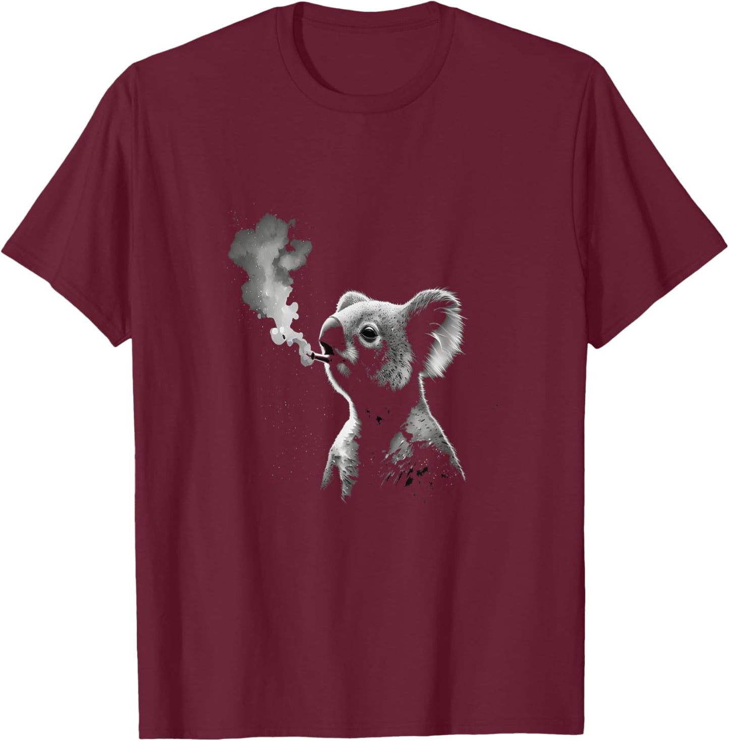 Koala Smoking Vaping In Peace During Nighttime Sky Art T-Shirt - T-Shirt | Maroon