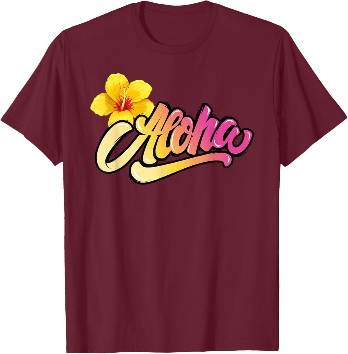 Aloha Hawaiian Hawaii Women Girls Tropical Beach T-Shirt - T-Shirt | Maroon
