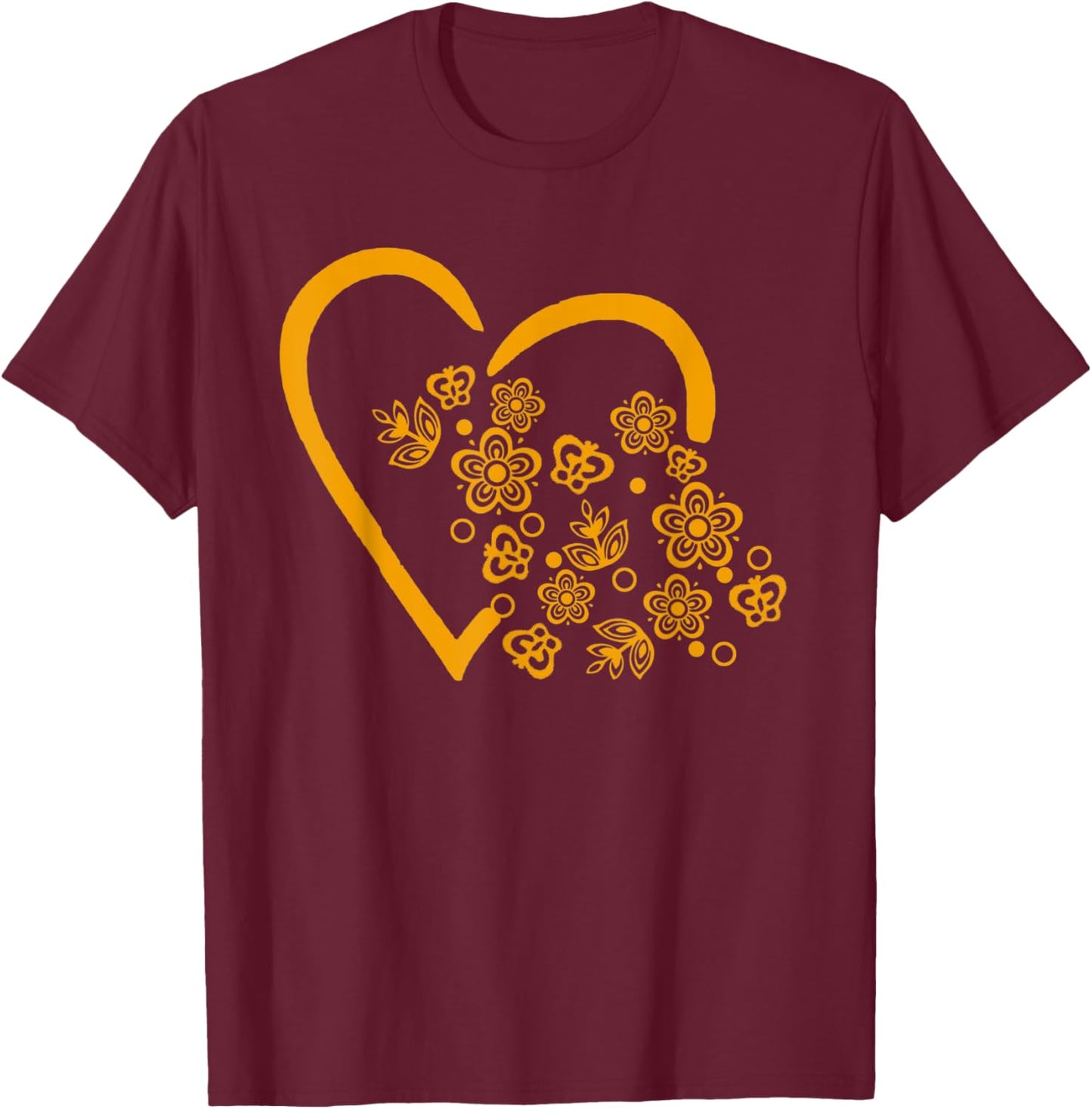 Vintage Pyrex Butterfly Gold Open Heart T-Shirt - T-Shirt | Maroon