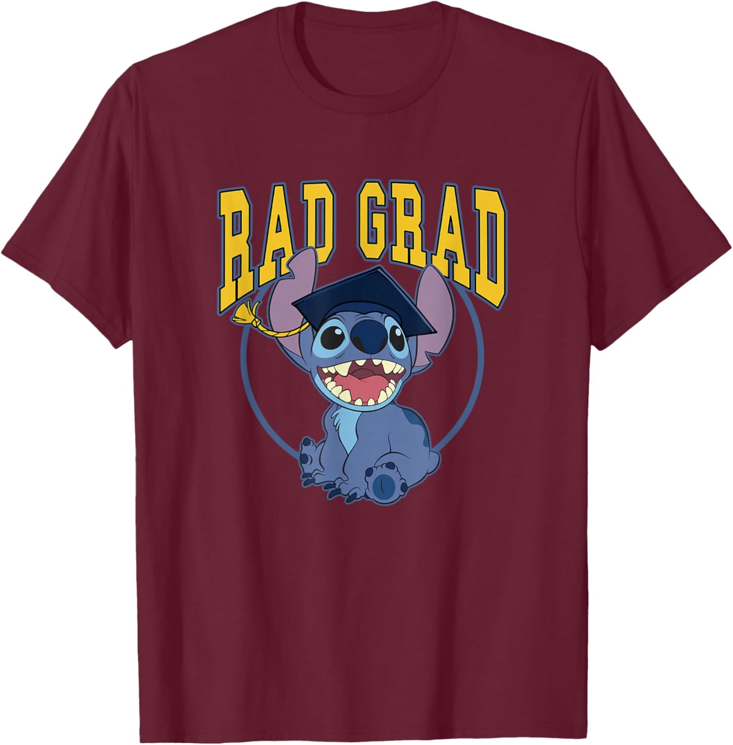 Disney Lilo & Stitch Graduation Stitch Bad Grad Collegiate T-Shirt - T-Shirt | Maroon