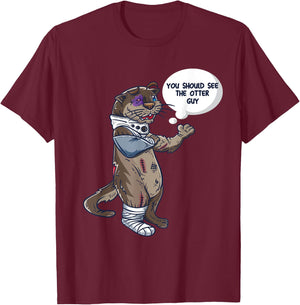 You Should See The Other Guy Funny Joke Meme Boxer Otter T-Shirt - T-Shirt | Maroon