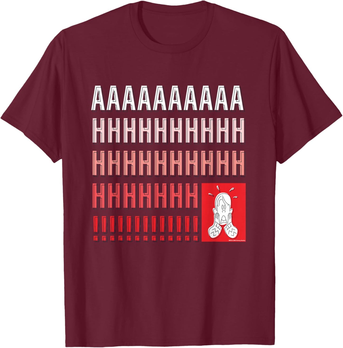Home Alone Kevin McCallister “AAAAAHHHHHH!!!!!” Scream Funny T-Shirt - T-Shirt | Maroon