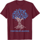 Pompe Disease Awareness Tree Ribbon Blue T-Shirt - T-Shirt | Maroon