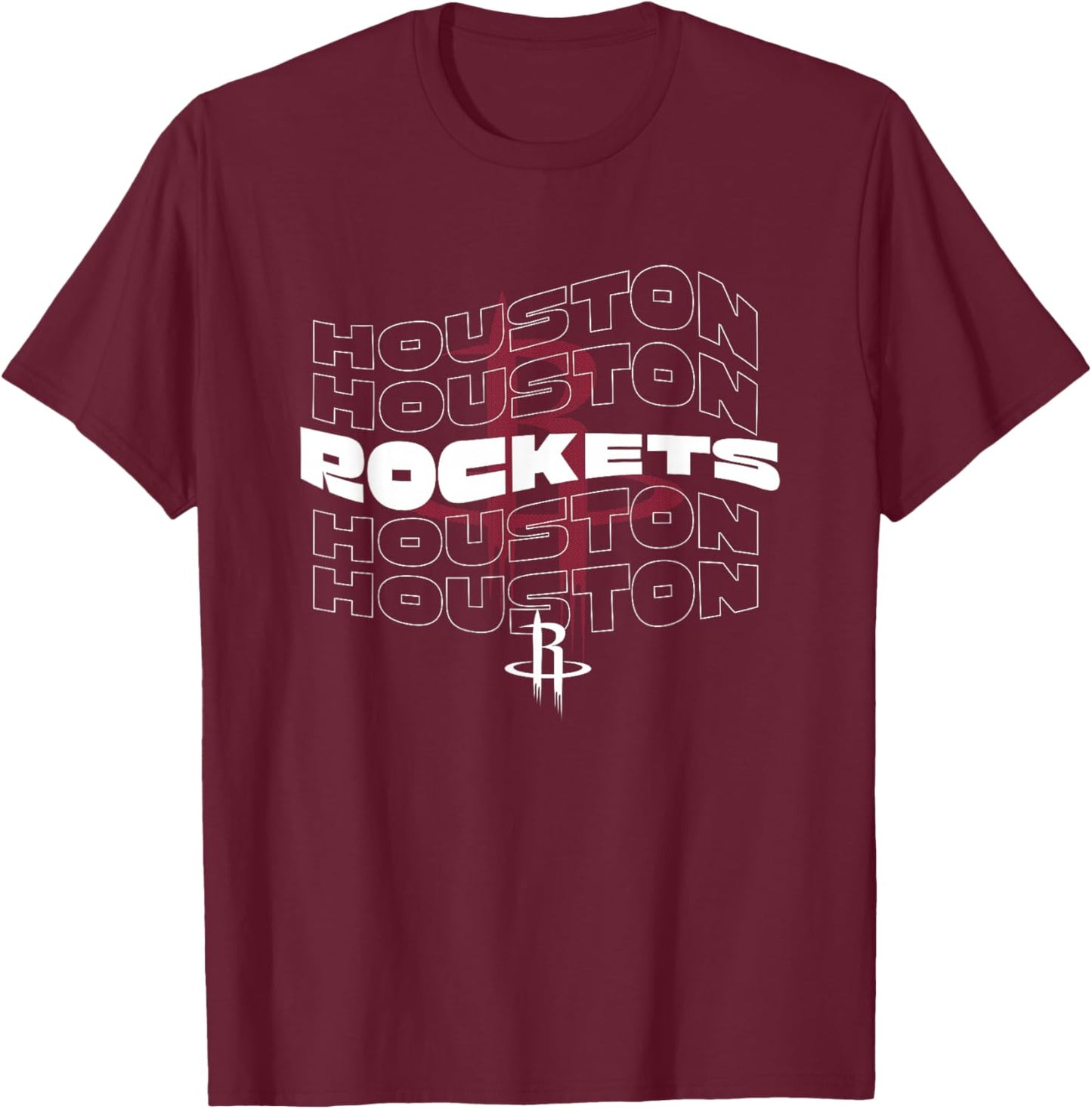 NBA Houston Rockets Wave Outline Team Logo T-Shirt - T-Shirt | Maroon