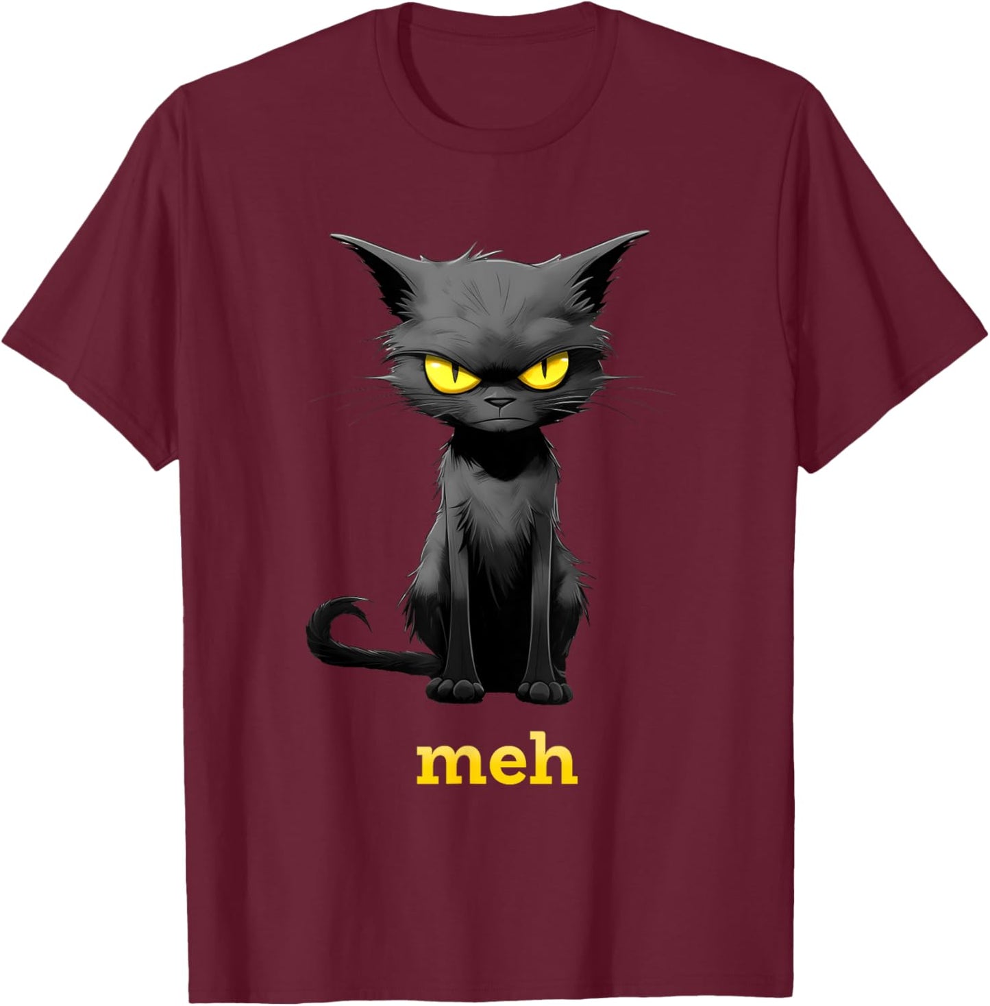 Meh Cat Women Girls Kids T-Shirt - T-Shirt | Maroon