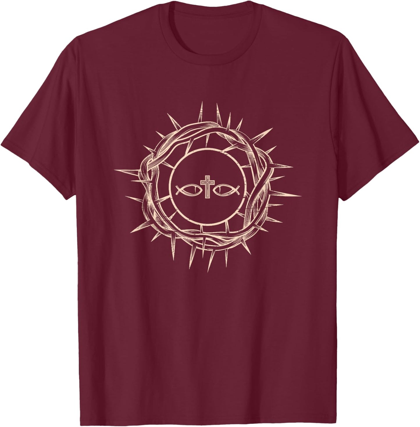 Crown Of Thorns Jesus Christ Christian Catholic Prayer Gift T-Shirt - T-Shirt | Maroon