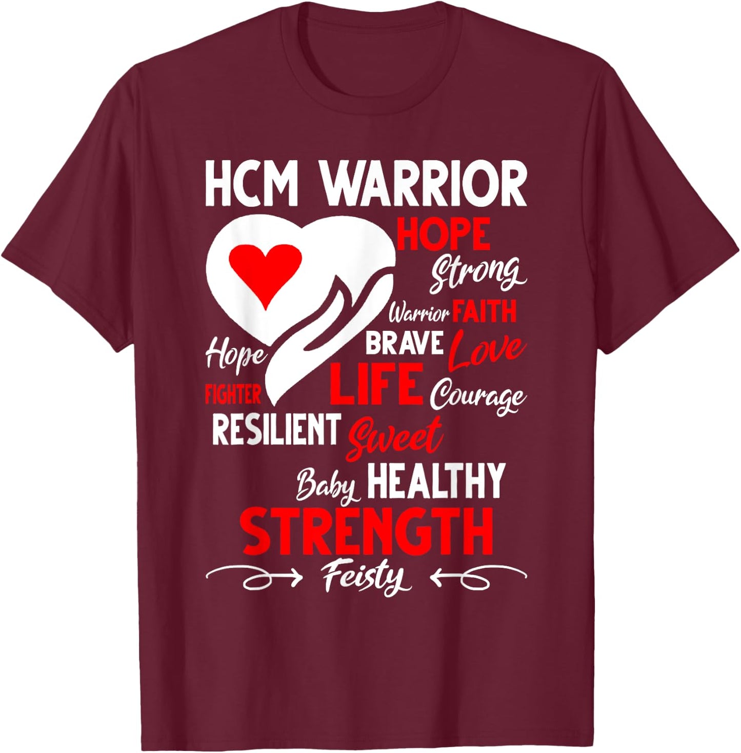 Hypertrophic Cardiomyopathy Raising Awareness HCM Warrior T-Shirt - T-Shirt | Maroon