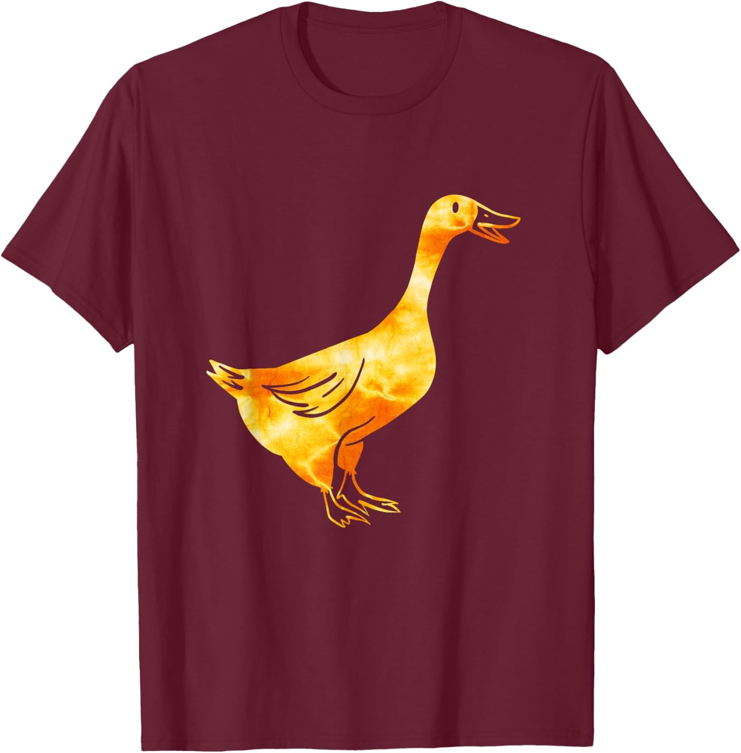 Tie-Dye Goose / Golden Orange Retro & Vintage Goose Design T-Shirt - T-Shirt | Maroon