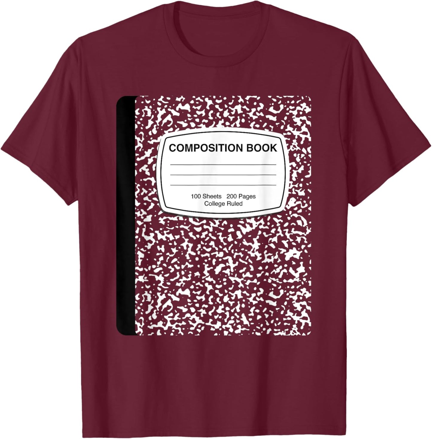 Composition Notebook Costume - Matching Group Halloween T-Shirt - T-Shirt | Maroon