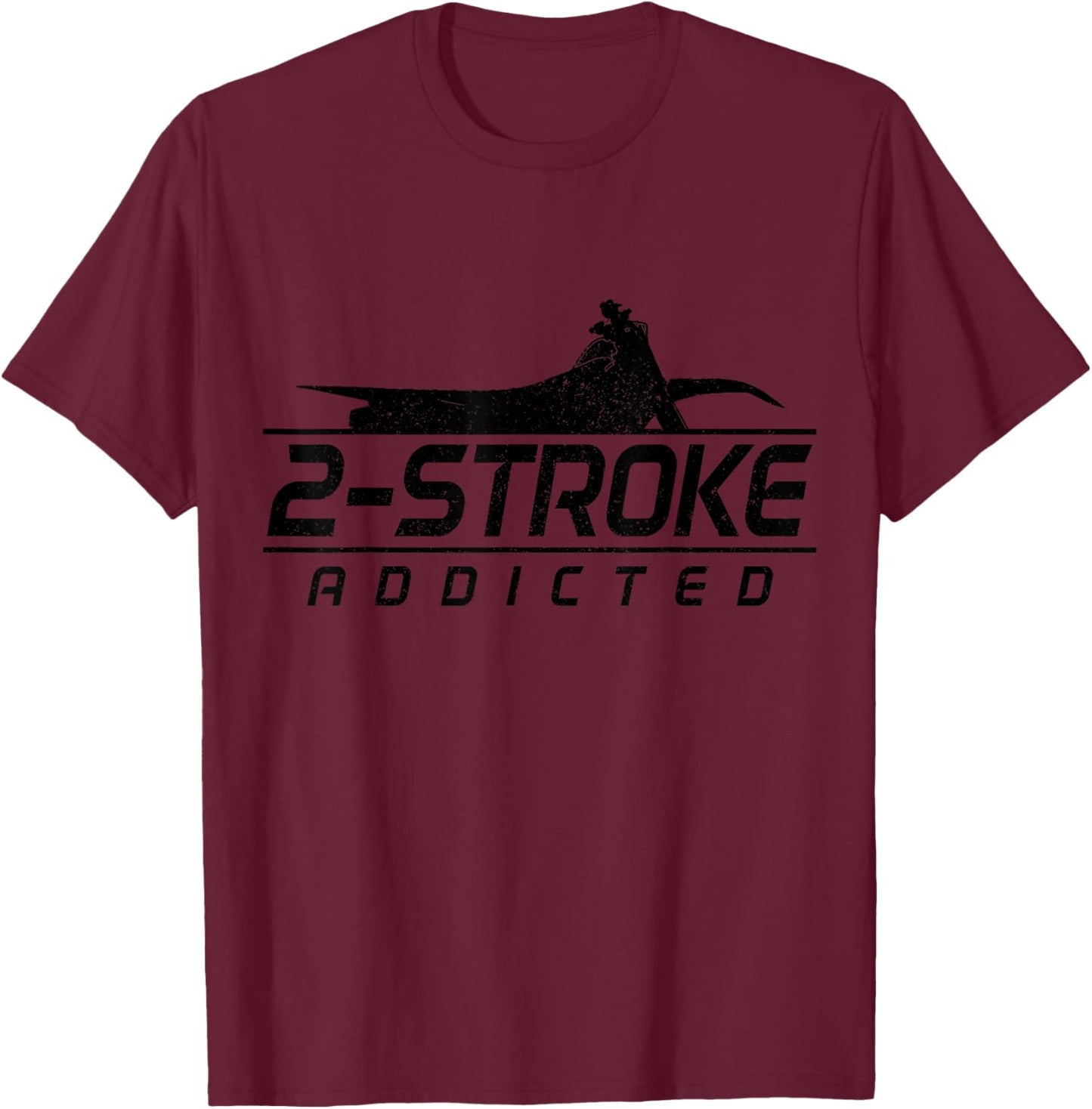 Motocross 2-Stroke Addict Vintage Biker Motorcycle Dirt Bike T-Shirt - T-Shirt | Maroon