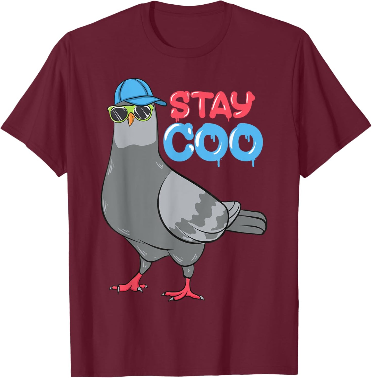 Bird Birding Pigeons Birds Cool Kids Funny Pigeon Stay Coo T-Shirt - T-Shirt | Maroon