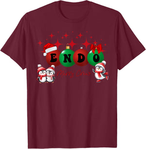 Christmas Endo Crew Endoscopy Nurse GI Colonoscopy Penguin T-Shirt - T-Shirt | Maroon