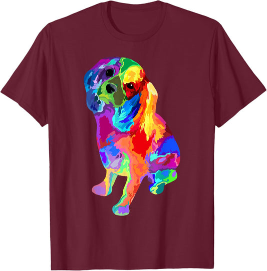 Dog Lover Gifts Cavalier King Charles Spaniel Colorful Dog T-Shirt - T-Shirt | Maroon