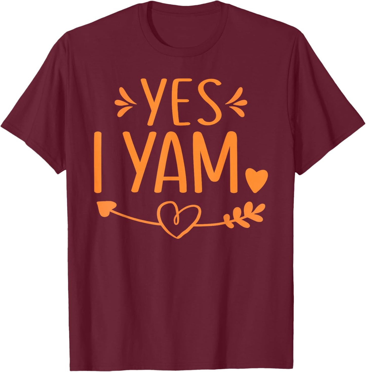 Thanksgiving Matching Couples Outfit Sweet Potato Yes I Yam T-Shirt - T-Shirt | Maroon