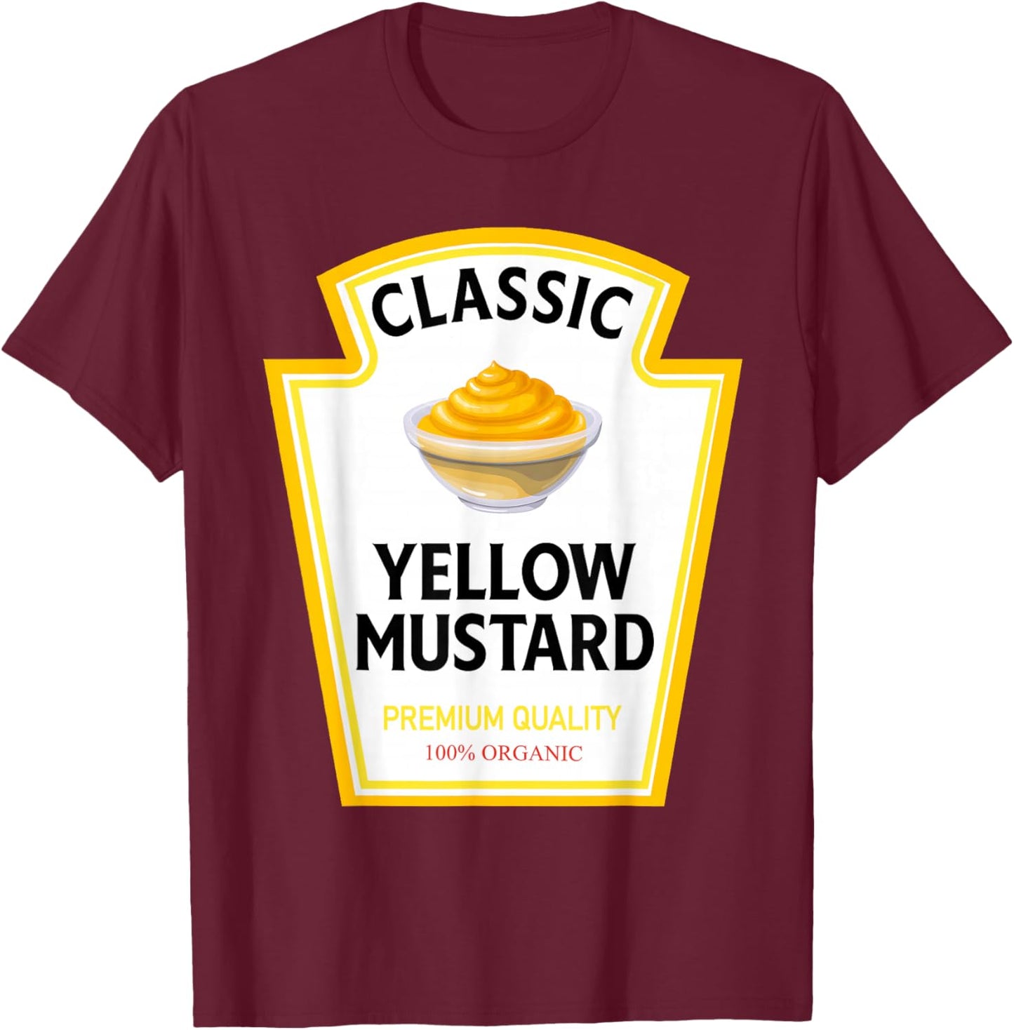Yellow Mustard Funny Condiment Costume Party Matching T-Shirt - T-Shirt | Maroon