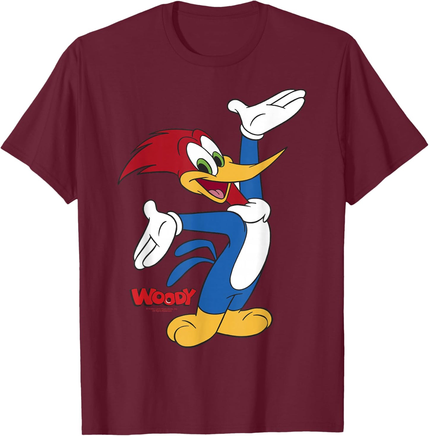 Woody Woodpecker Full Body Logo Portrait T-Shirt - T-Shirt | Maroon