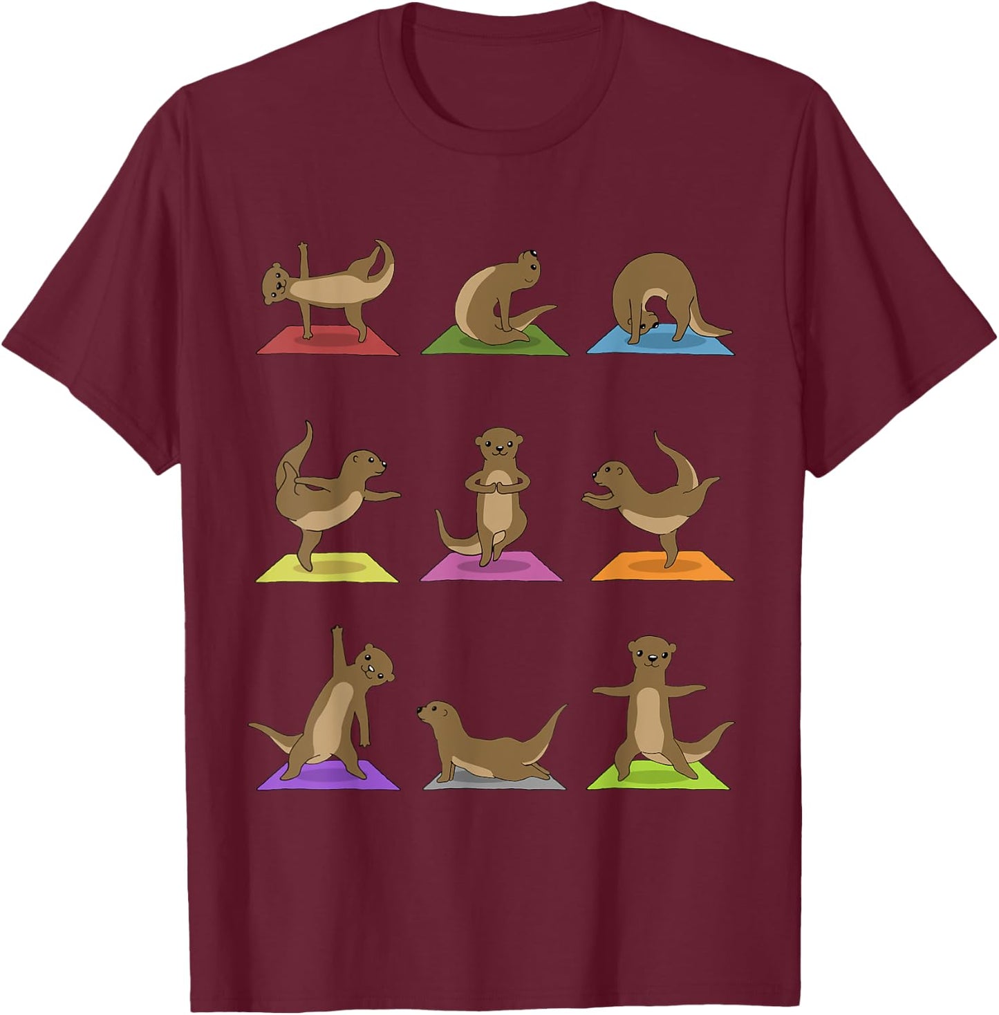 Otter Yoga Funny Otter In Yoga Poses Sports T-Shirt - T-Shirt | Maroon