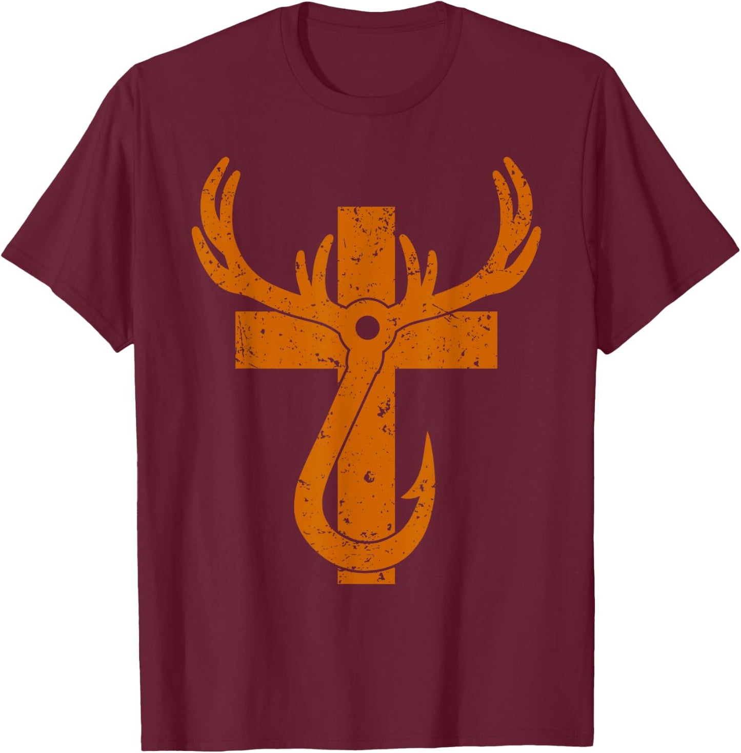 Funny Christian Hunting Fishing Lover Gift T-Shirt - T-Shirt | Maroon
