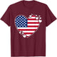 American Flag Heart 4th of July Heart USA Flag Heart T-Shirt - T-Shirt | Maroon