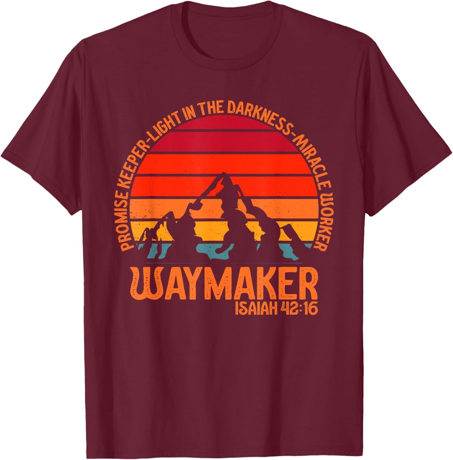 Waymaker Vintage Promise Keeper Miracle Worker Christian T-Shirt - T-Shirt | Maroon