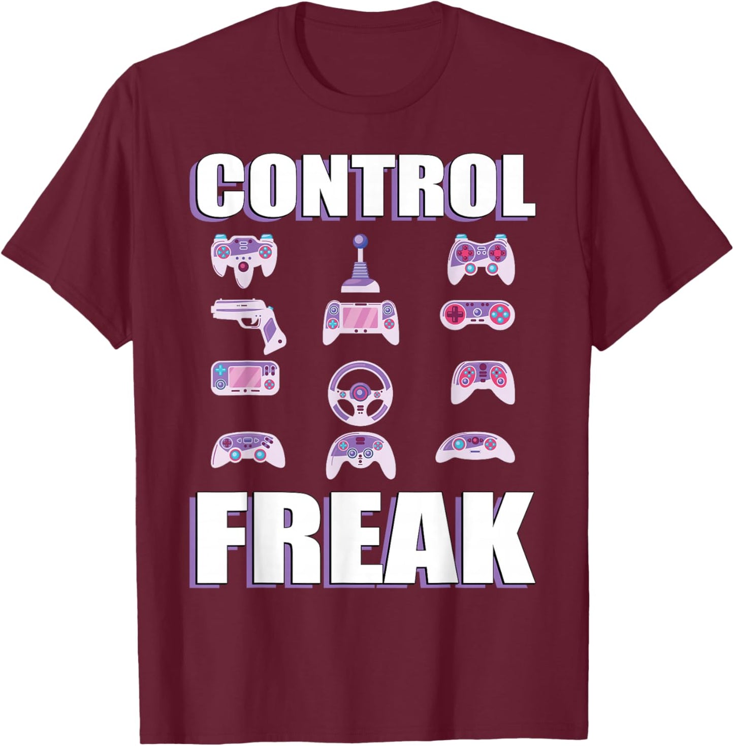 Gamer Control Freak Funny Gaming T-Shirt - T-Shirt | Maroon