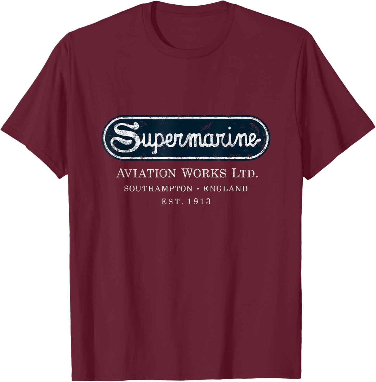 Supermarine Aviation Logo | Vintage Spitfire Fighter Plane T-Shirt - T-Shirt | Maroon