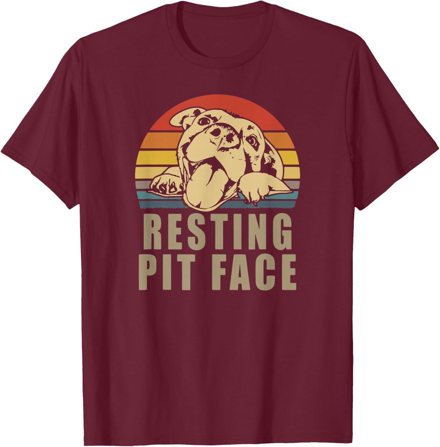 Resting Pit Face - Pitbull Lovers Gift T-Shirt - T-Shirt | Maroon