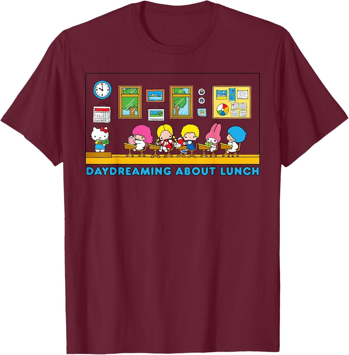 Sanrio Hello Kitty and Friends Daydreaming about Lunch Class T-Shirt - T-Shirt | Maroon