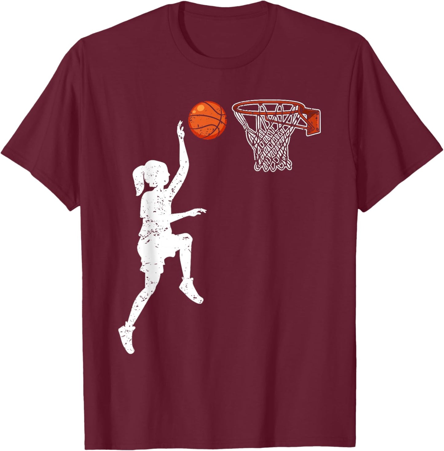 Basketball Girl Woman T-Shirt - T-Shirt | Maroon