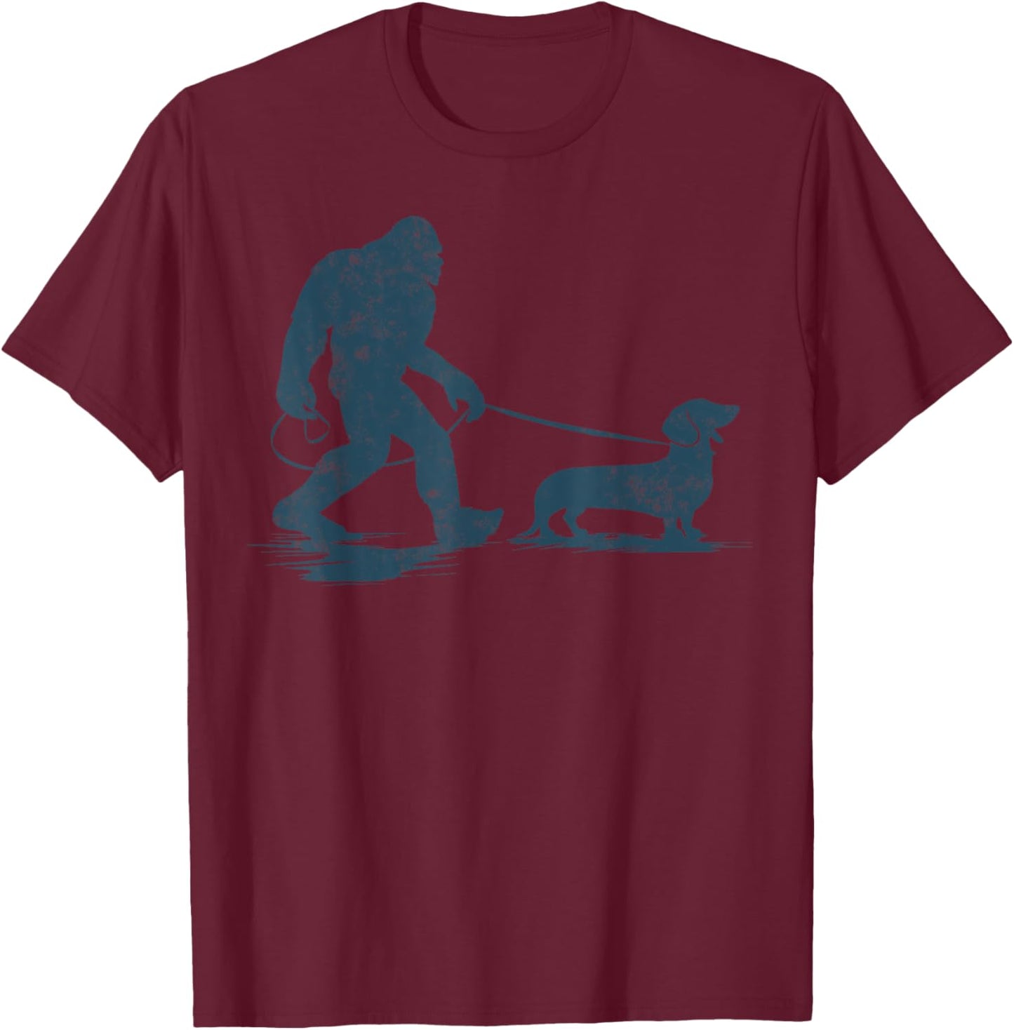 Dachshund Dog Bigfoot Walking Funny Wiener Dog Dad Gifts T-Shirt - T-Shirt | Maroon