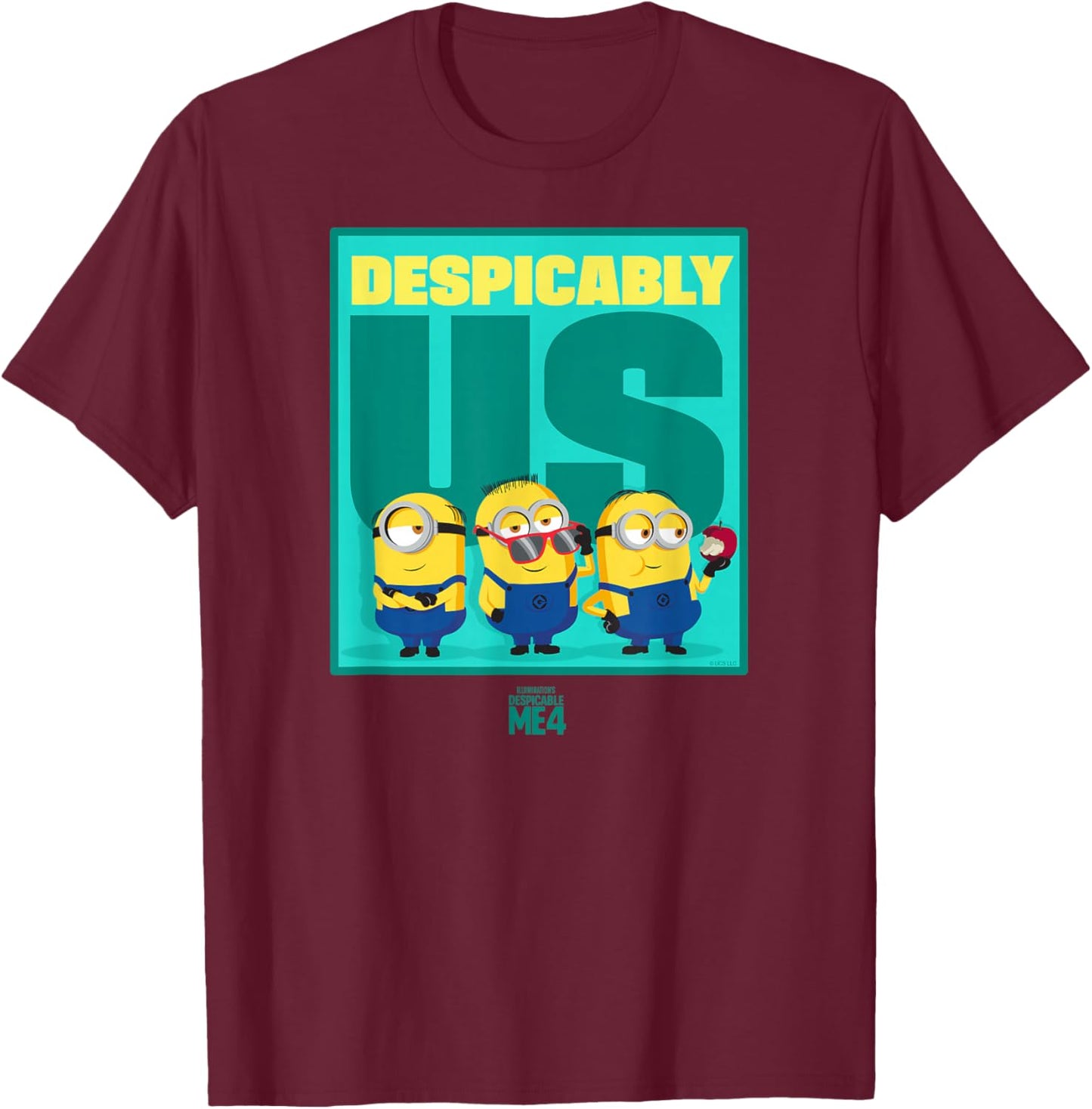 Minions Despicable Me 4 Despicably Us T-Shirt - T-Shirt | Maroon