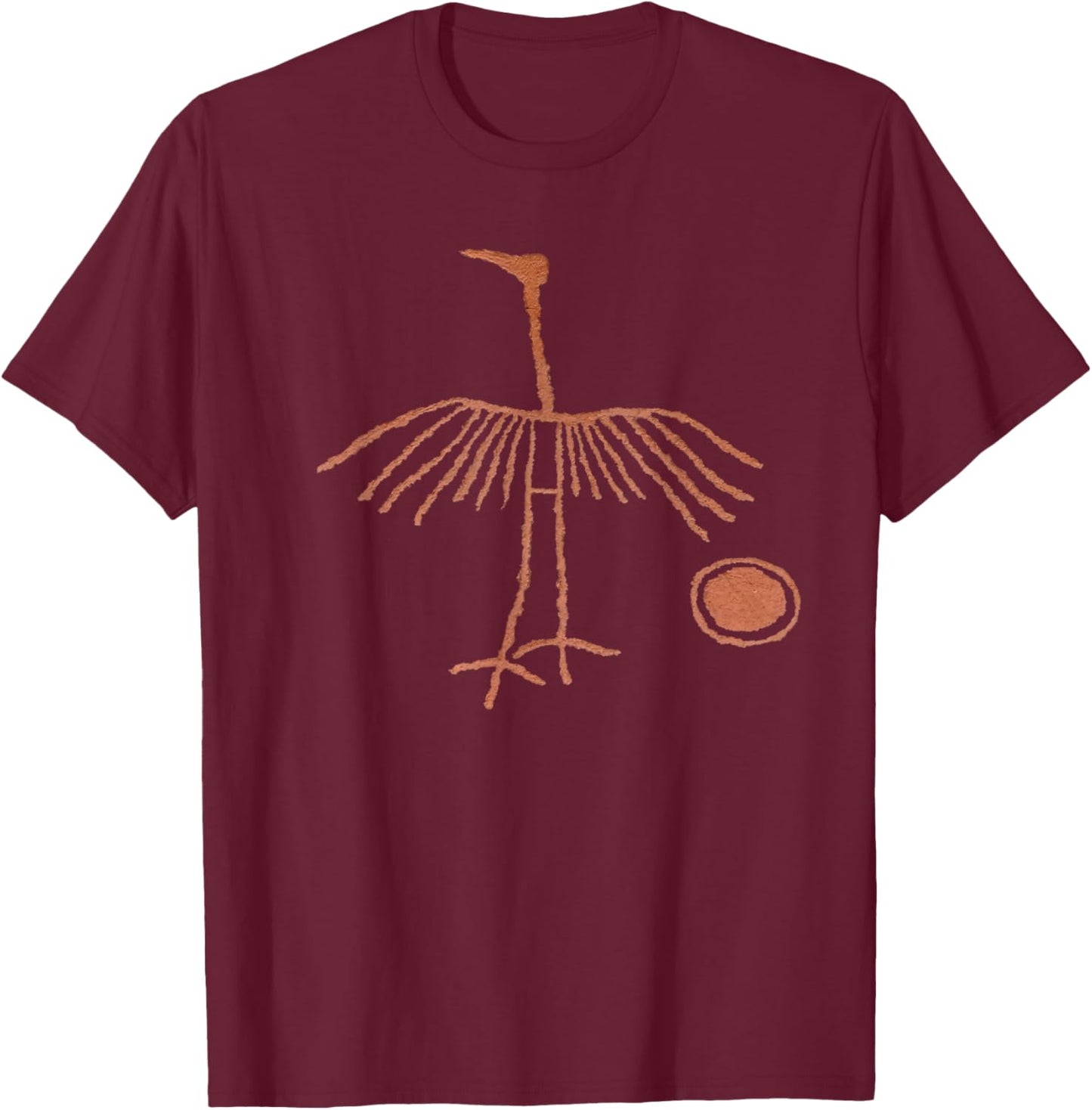 Crane Petroglyph. T-Shirt - T-Shirt | Maroon