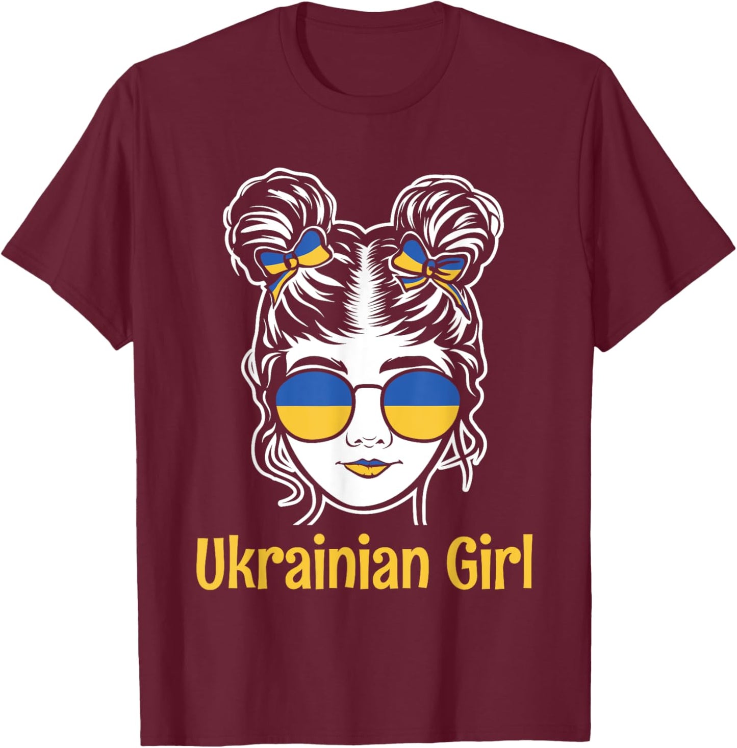 Ukrainian Girl Flag Symbol Love Support Ukraine Country Gift T-Shirt - T-Shirt | Maroon