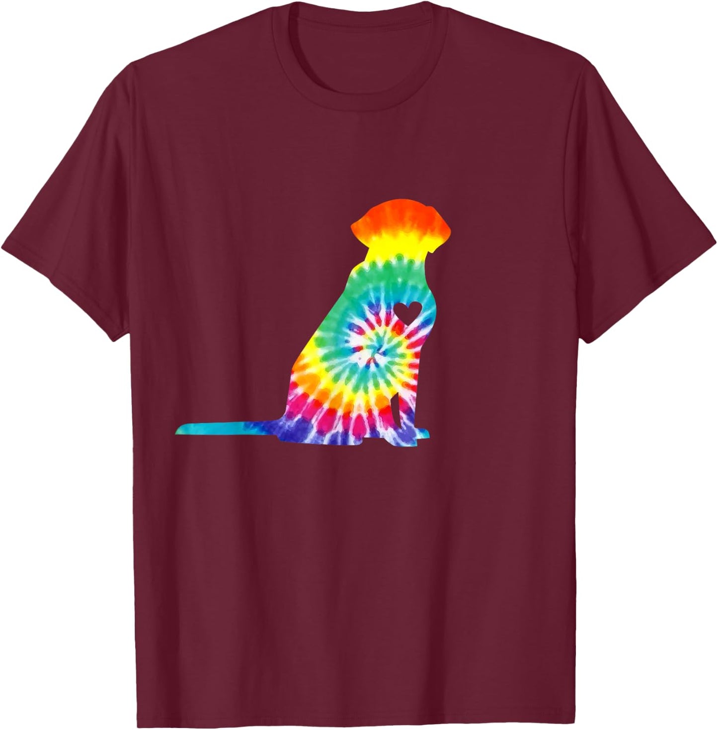 Tie Dye Dog Shirt Hippie Labrador Retro Puppy Gift T-Shirt - T-Shirt | Maroon