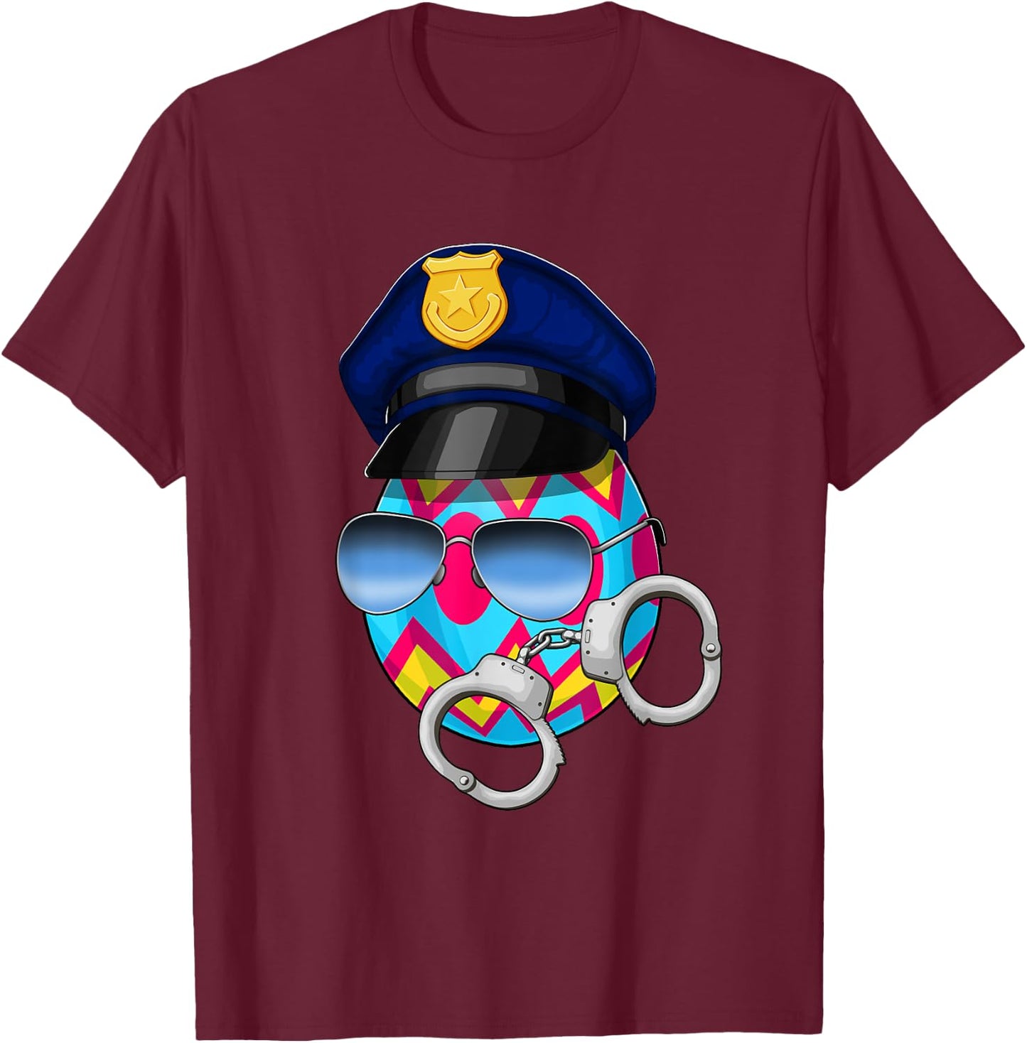 Easter Police Officer Basket Eggs T Shirt Men Women Kids T-Shirt - T-Shirt | Maroon