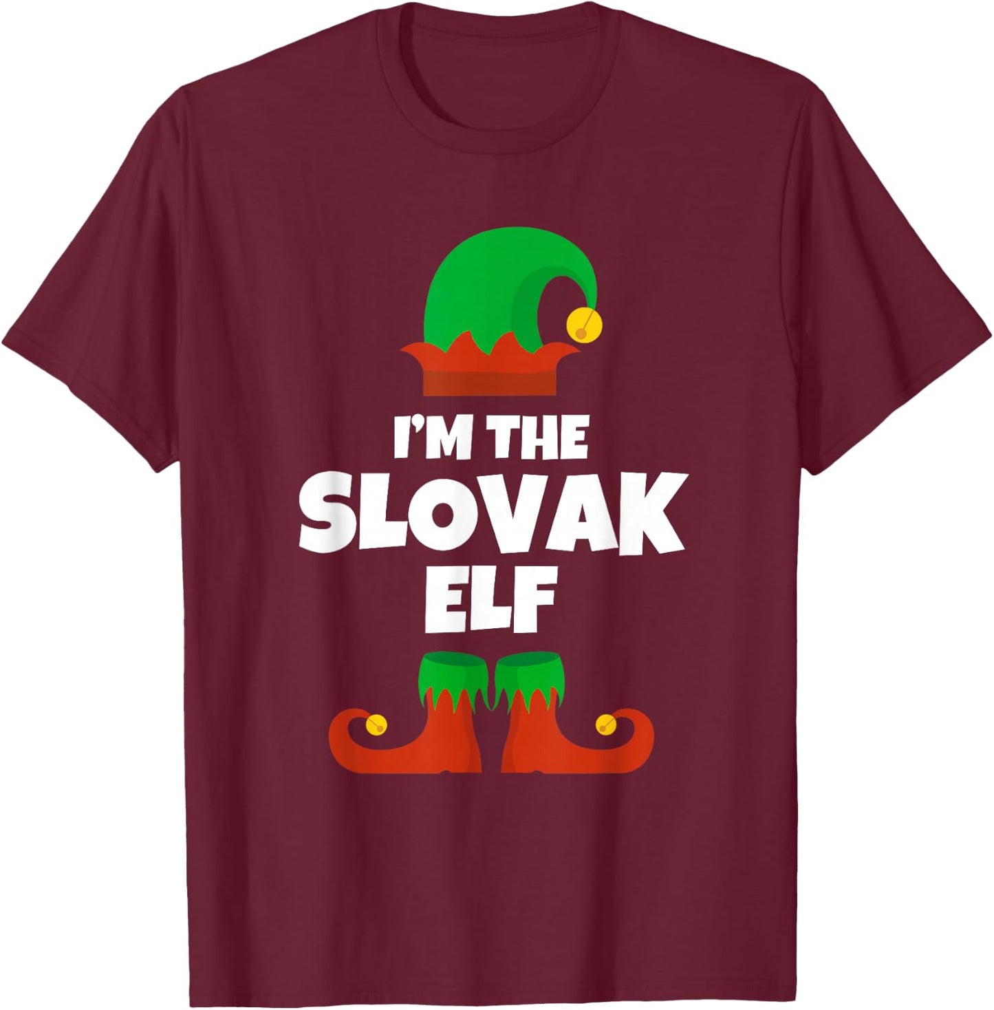 I'm The Slovak Elf Family Pajama Christmas Funny Slovakia T-Shirt - T-Shirt | Maroon