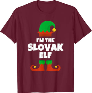 I'm The Slovak Elf Family Pajama Christmas Funny Slovakia T-Shirt - T-Shirt | Maroon