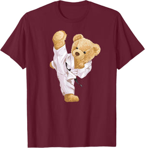Teddy Karate Bear T-Shirt - T-Shirt | Maroon