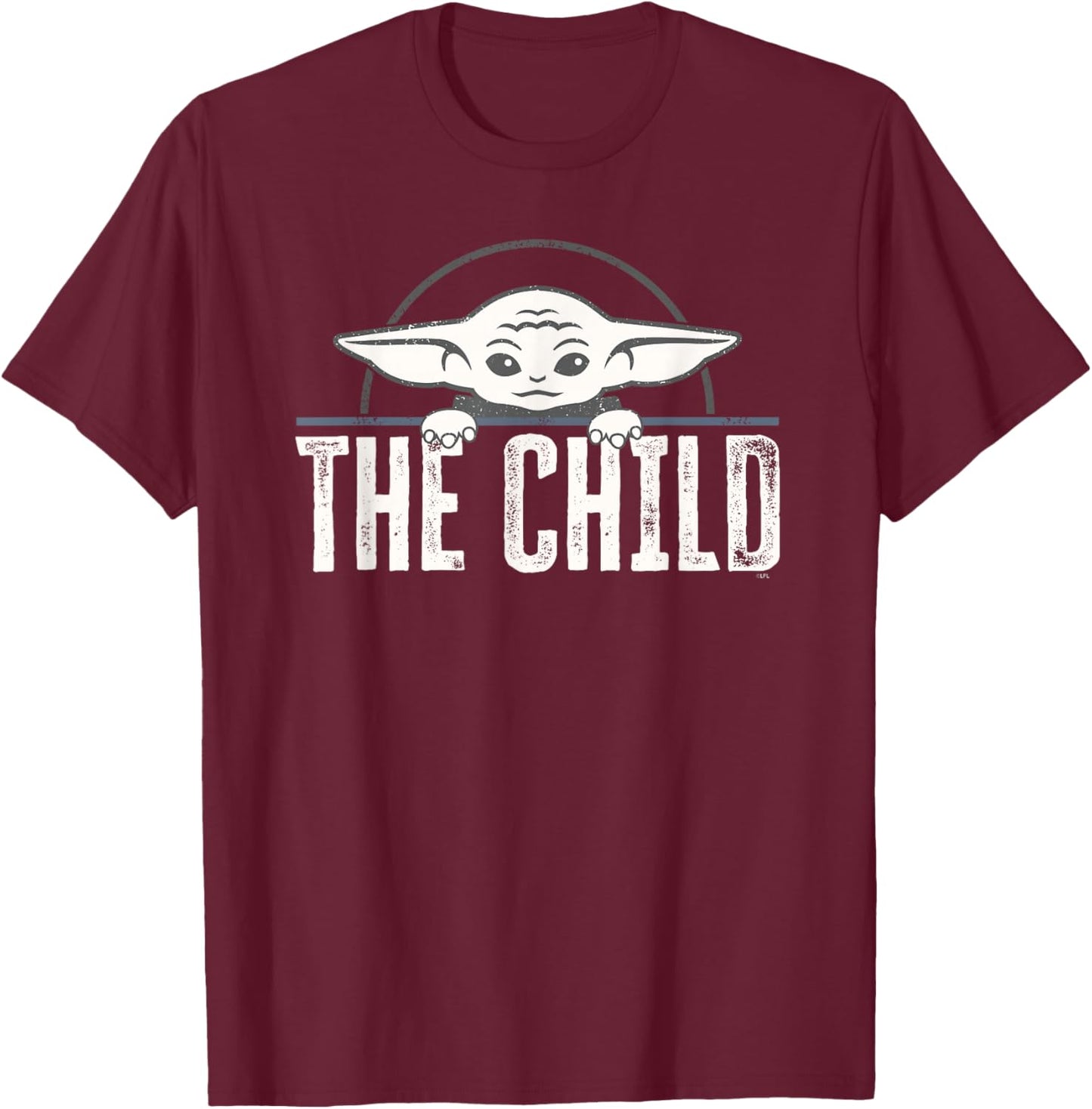 Star Wars The Mandalorian The Child Grogu Weathered Logo T-Shirt - T-Shirt | Maroon