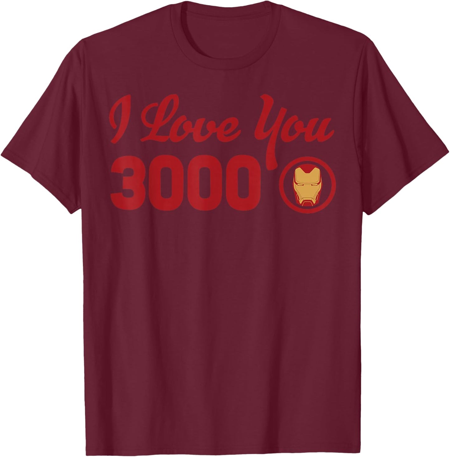 Marvel Avengers Endgame Iron Man I Love You 3000 Red Logo T-Shirt - T-Shirt | Maroon