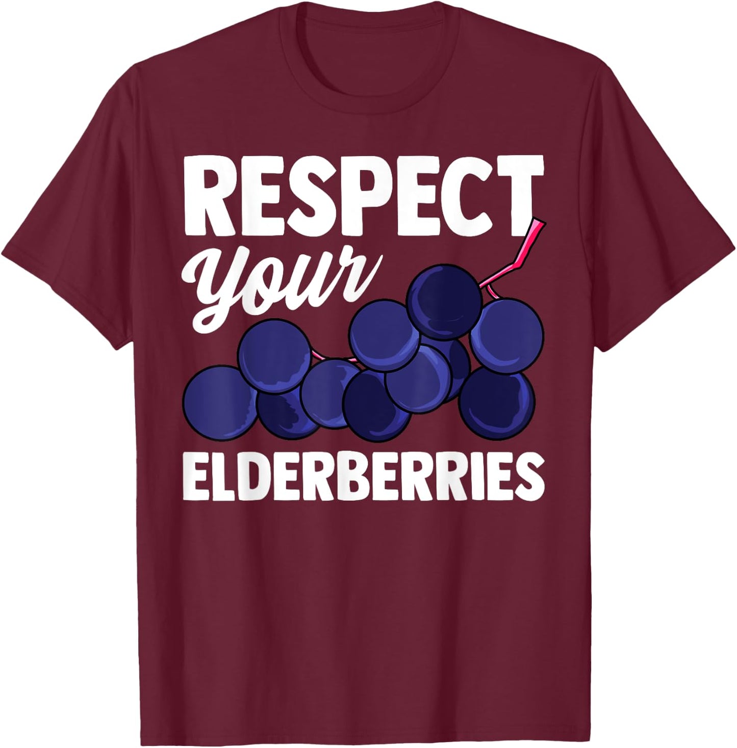 Elderberry Fruit Pun Funny Gift Vegans T-Shirt - T-Shirt | Maroon