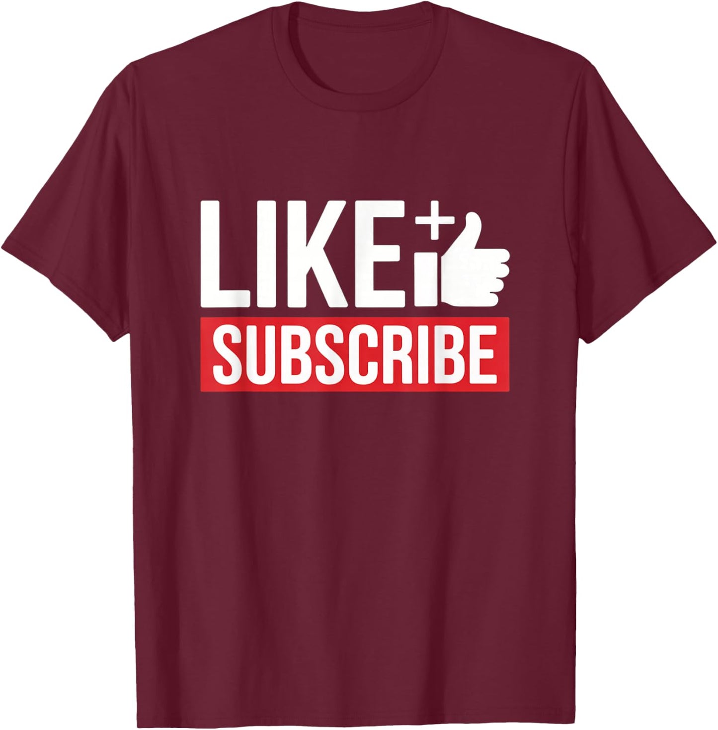 Like and Subscribe Thumb Icon Creator Design T-Shirt - T-Shirt | Maroon