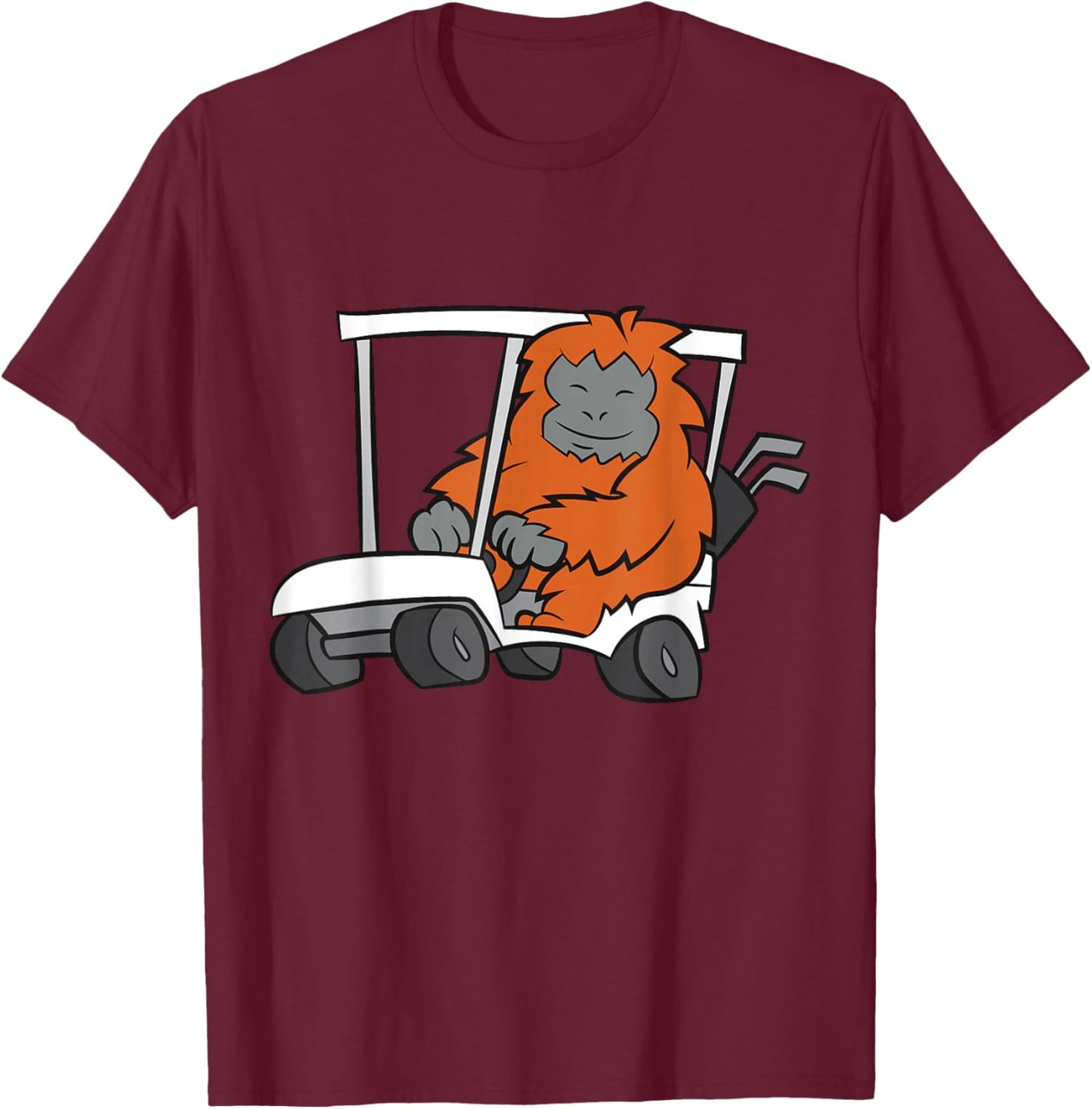 Orangutan Driving Golf Cart Meme Funny Orangutan Monkey T-Shirt - T-Shirt | Maroon
