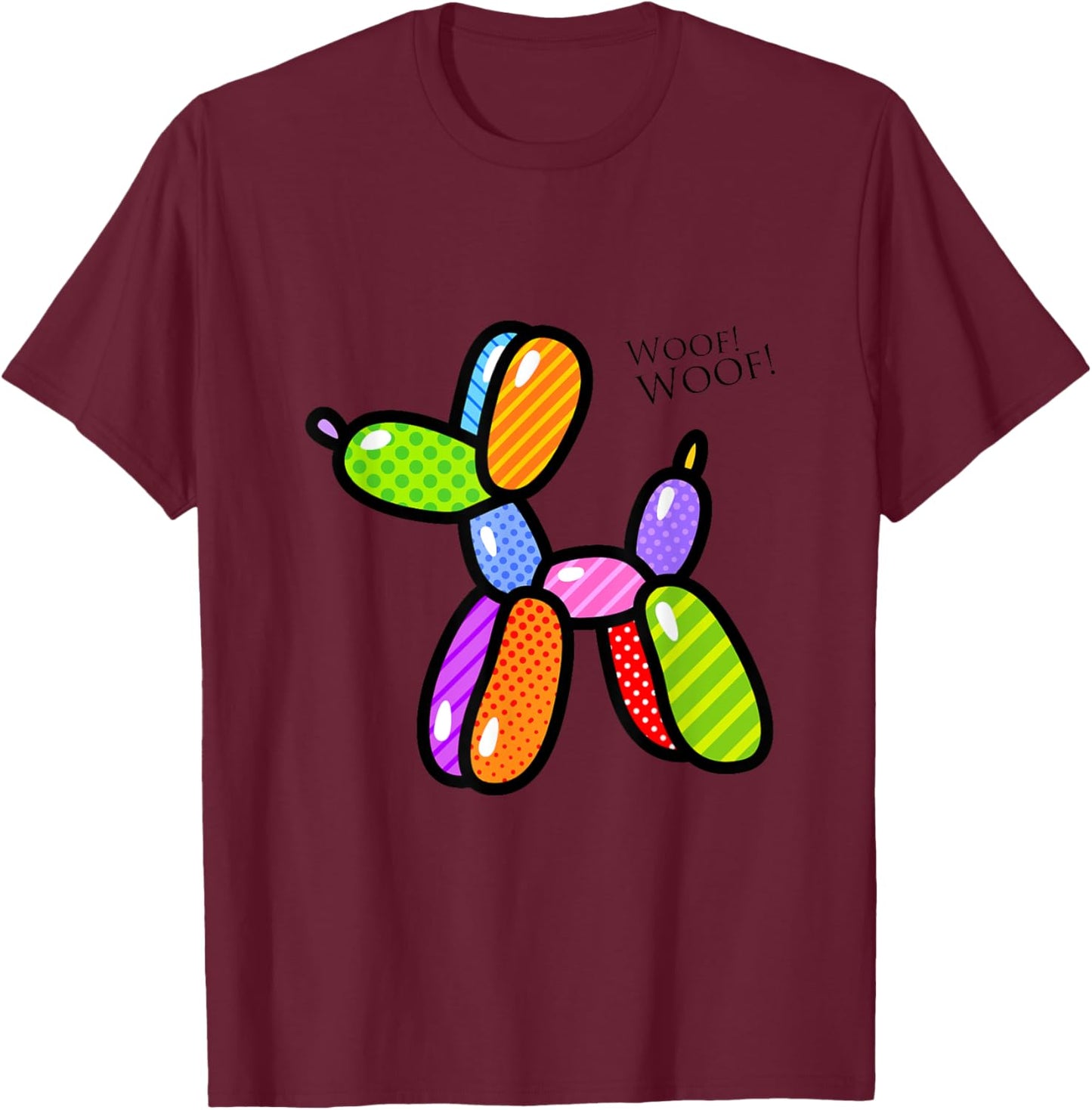 Poodle Dog Balloon Animal Illustration Graphic Designs T-Shirt - T-Shirt | Maroon