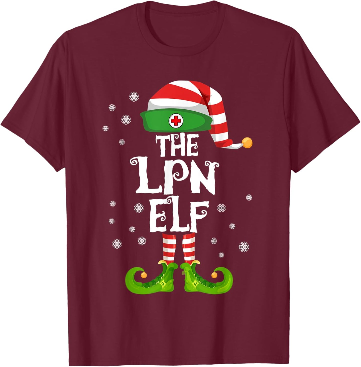 LPN Licensed Practical Nurse Elf Nursing Christmas Costume T-Shirt - T-Shirt | Maroon